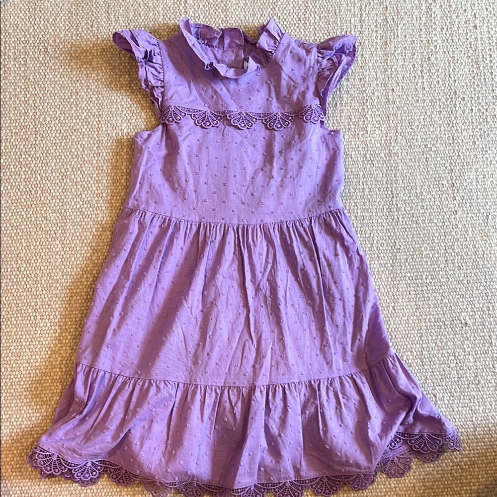Janie and Jack Purple Ruffled Tiered Sundress with Peter Pan Collar